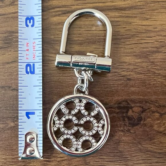 COACH Pave Crystal OP Art Signature Buckle Keychain Key Ring FOB 92959 EUC - Picture 3 of 3